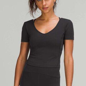 Lululemon Align T-Shirt - Plus Size 20 - Black Short Sleeve Crop Top Nulu Fabric